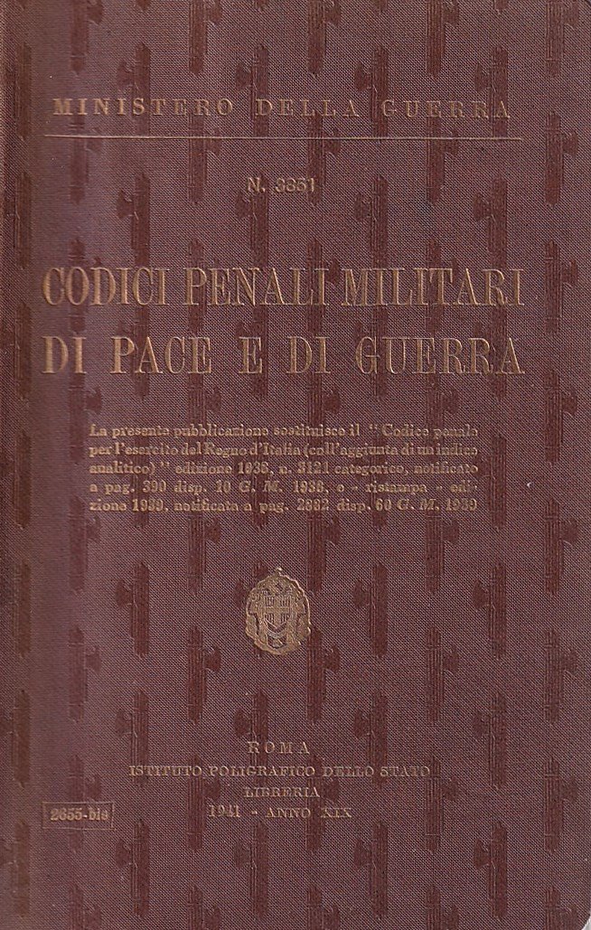 Codici penali militari di pace e di guerra | Immagine principale