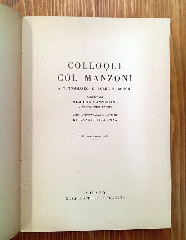 Colloqui col Manzoni di N. Tommaseo, G. Borri, R. Bonghi …