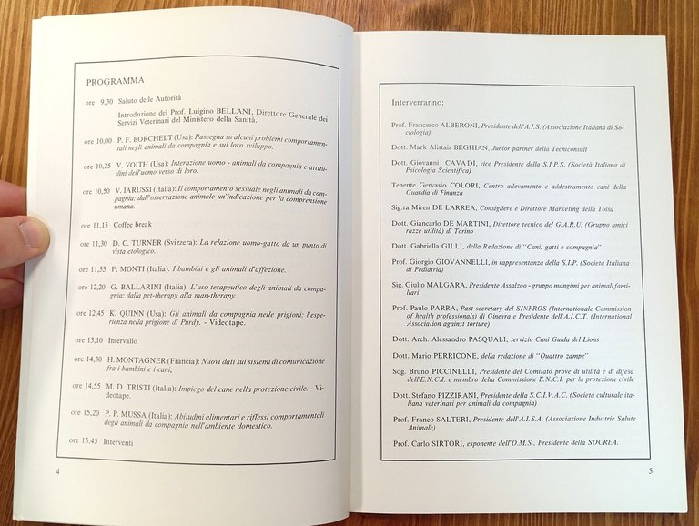 Convegno interdisciplinare su: "Il ruolo degli animali da compagnia nella …