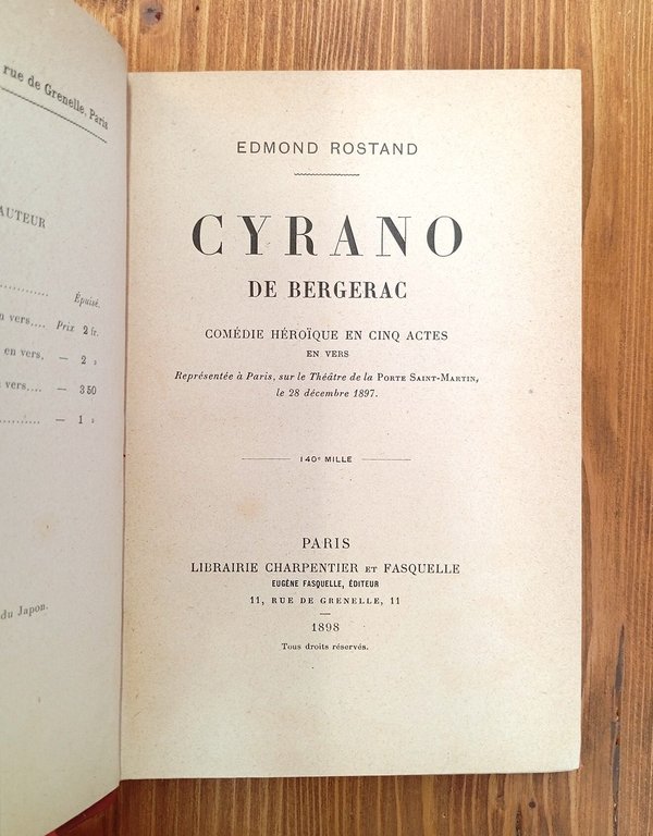 Cyrano de Bergerac. Comédie héroïque en cinq actes en vers …