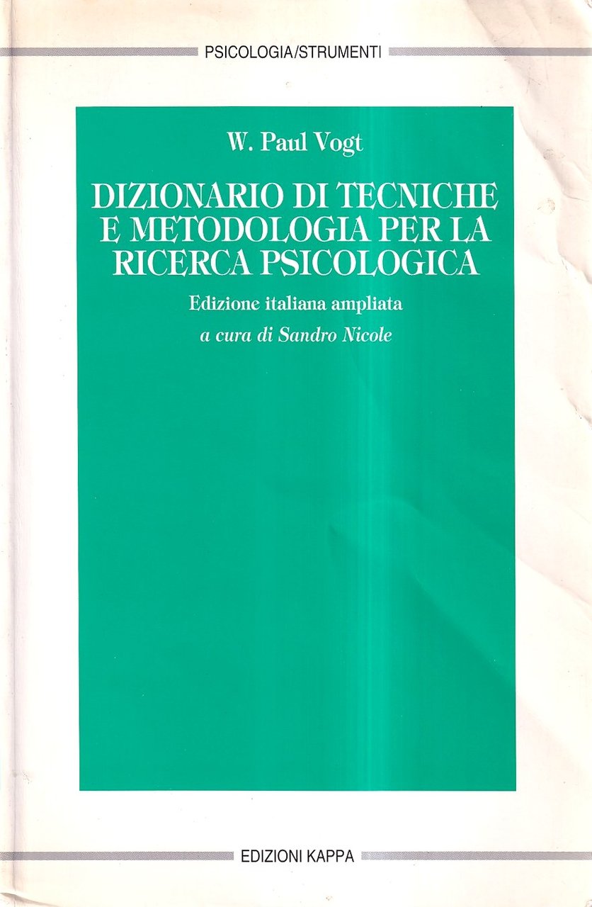 Dizionario di tecniche e metodologia per la ricerca psicologica | Immagine principale