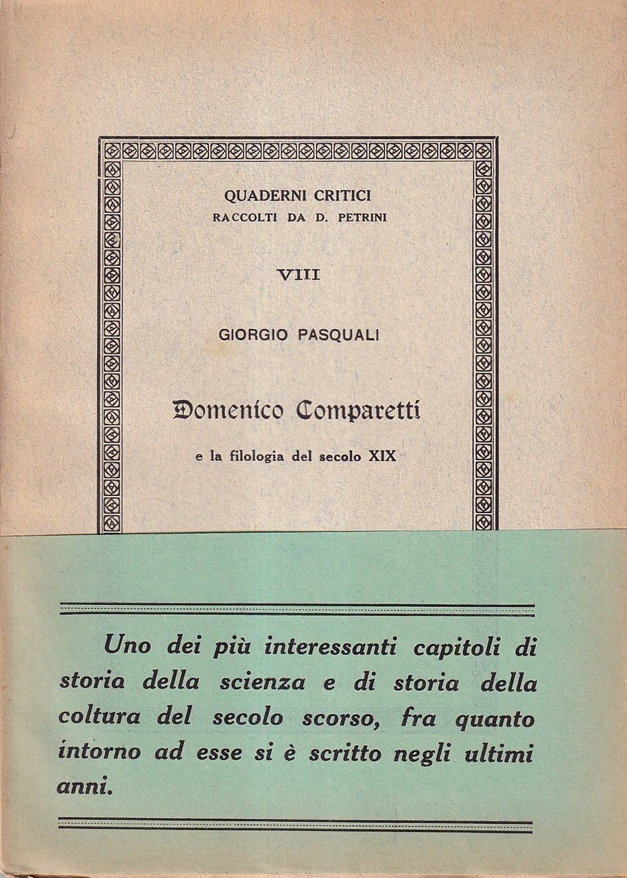 Domenico Comparetti e la filologia del secolo XIX | Immagine principale