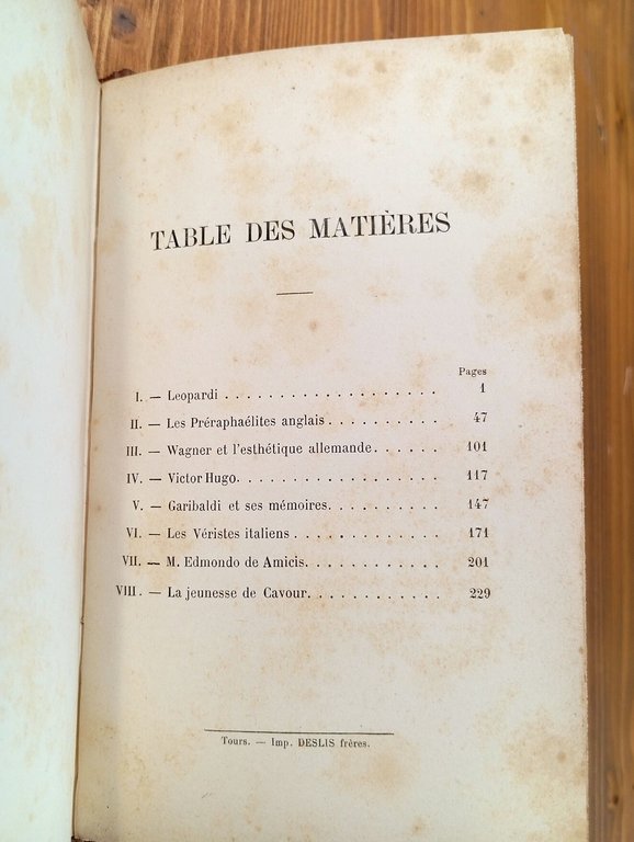 Études sur le XIXe siècle. Giacomo Leopardi - Les préraphaélites …