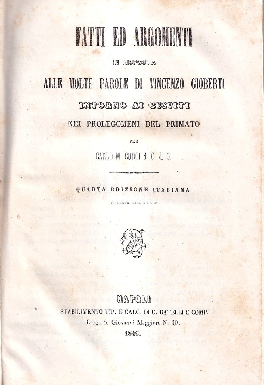 Fatti ed argomenti in risposta alle molte parole di Vincenzo … | Immagine principale