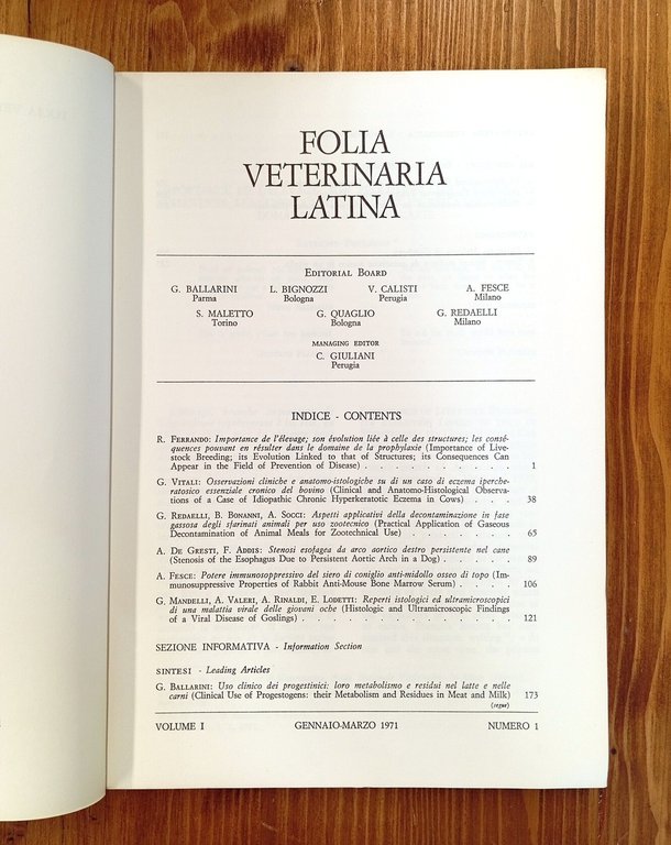 Folia Veterinaria Latina - Volume I, nn. 1, 2, 3-4