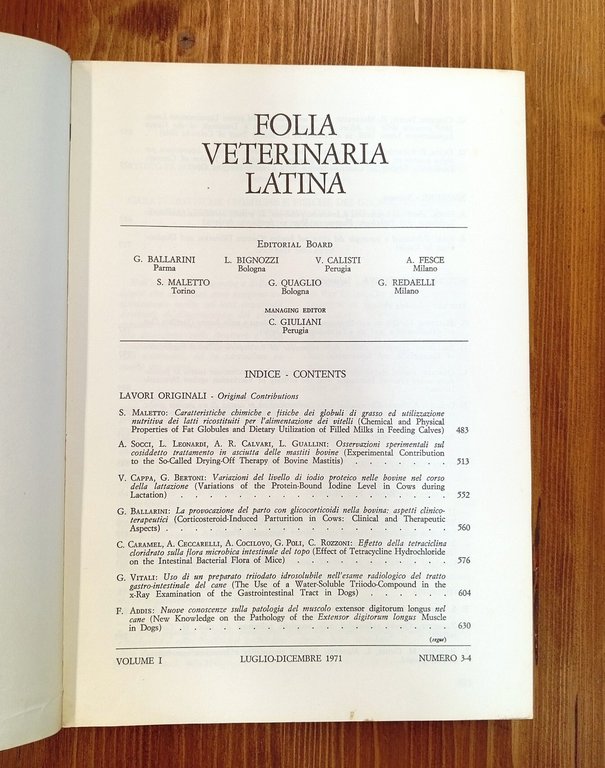 Folia Veterinaria Latina - Volume I, nn. 1, 2, 3-4