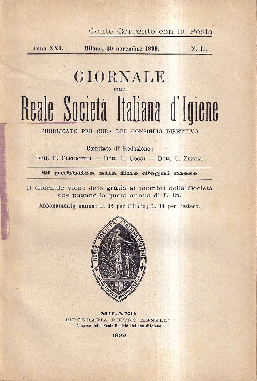 Giornale della Reale Società Italiana d'Igiene - Anno XXI, n. …