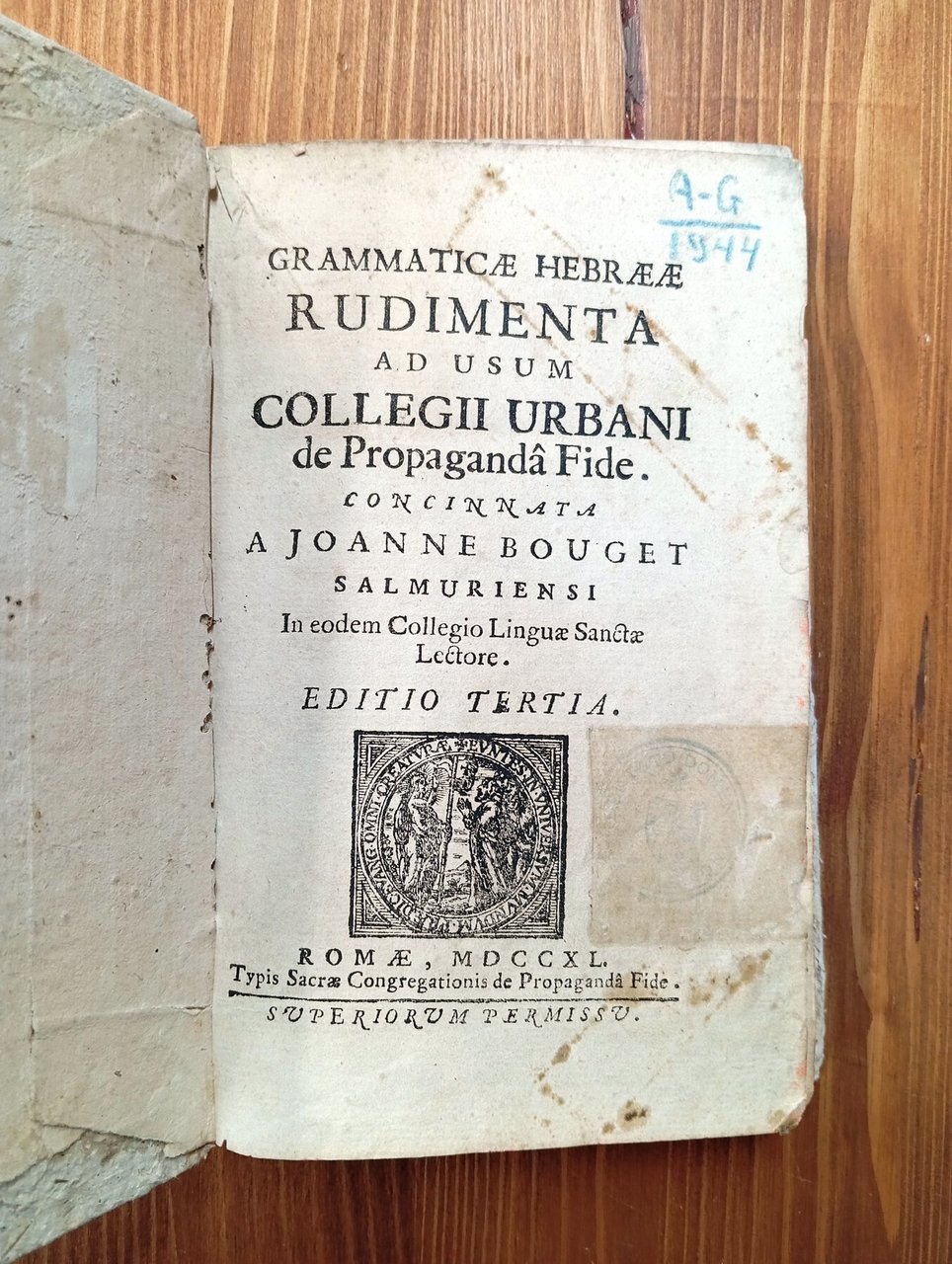 Grammaticae hebraeae rudimenta ad usum collegii urbani de propaganda Fide. …