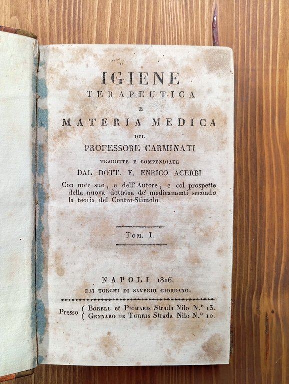 Igiene terapeutica e materia medica - Tomo I e II …