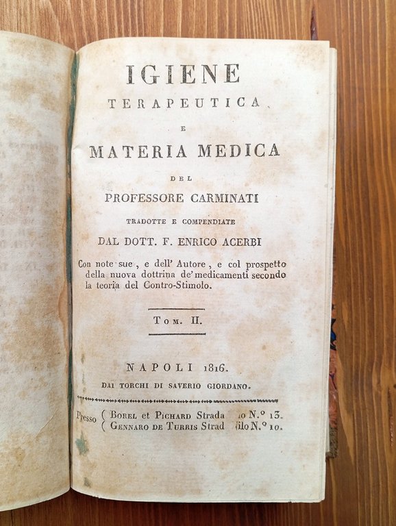 Igiene terapeutica e materia medica - Tomo I e II …
