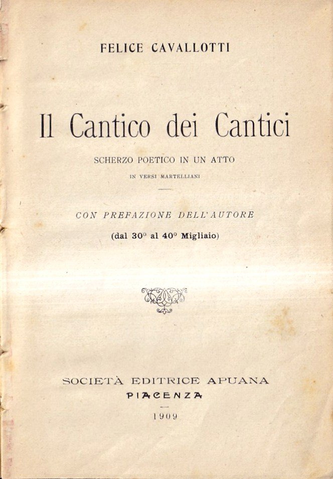 Il Cantico dei Cantici. Scherzo poetico in un atto | Immagine principale