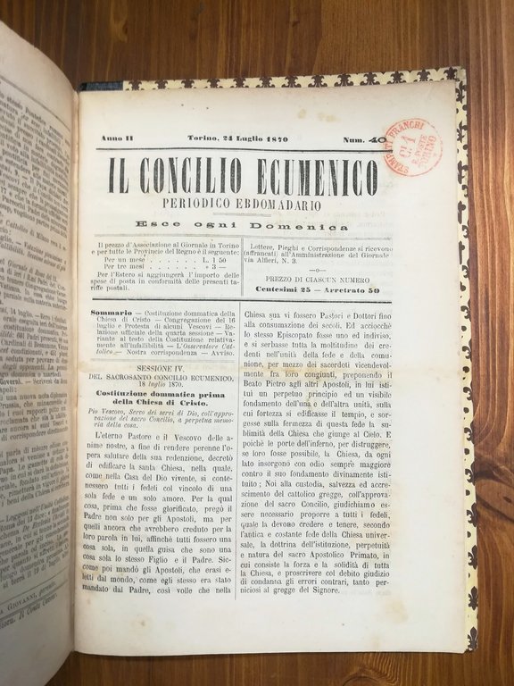 Il concilio ecumenico. Periodico ebdomadario - Anno I e II, … | Immagine Gallery 2