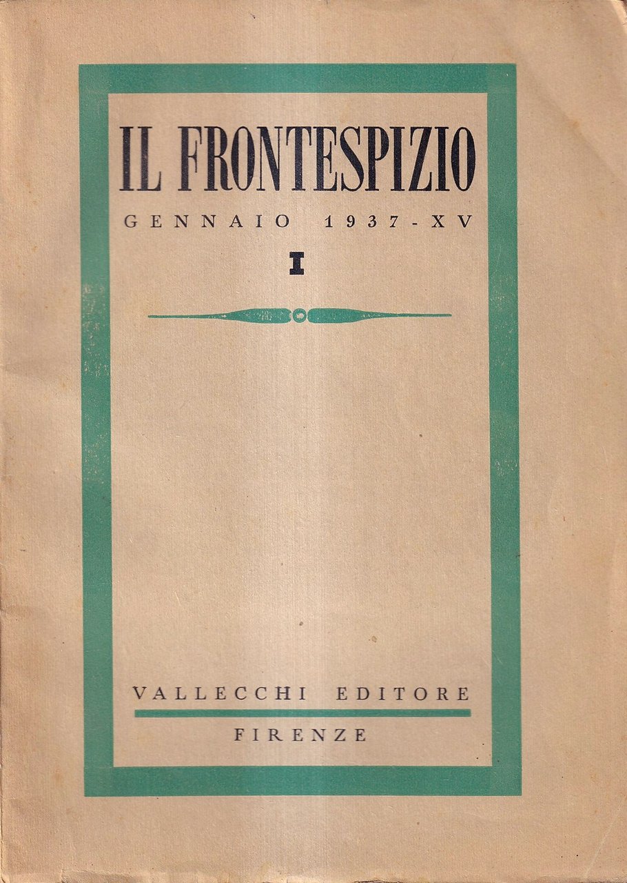 Il Frontespizio Gennaio 1937 N. 1 | Immagine principale