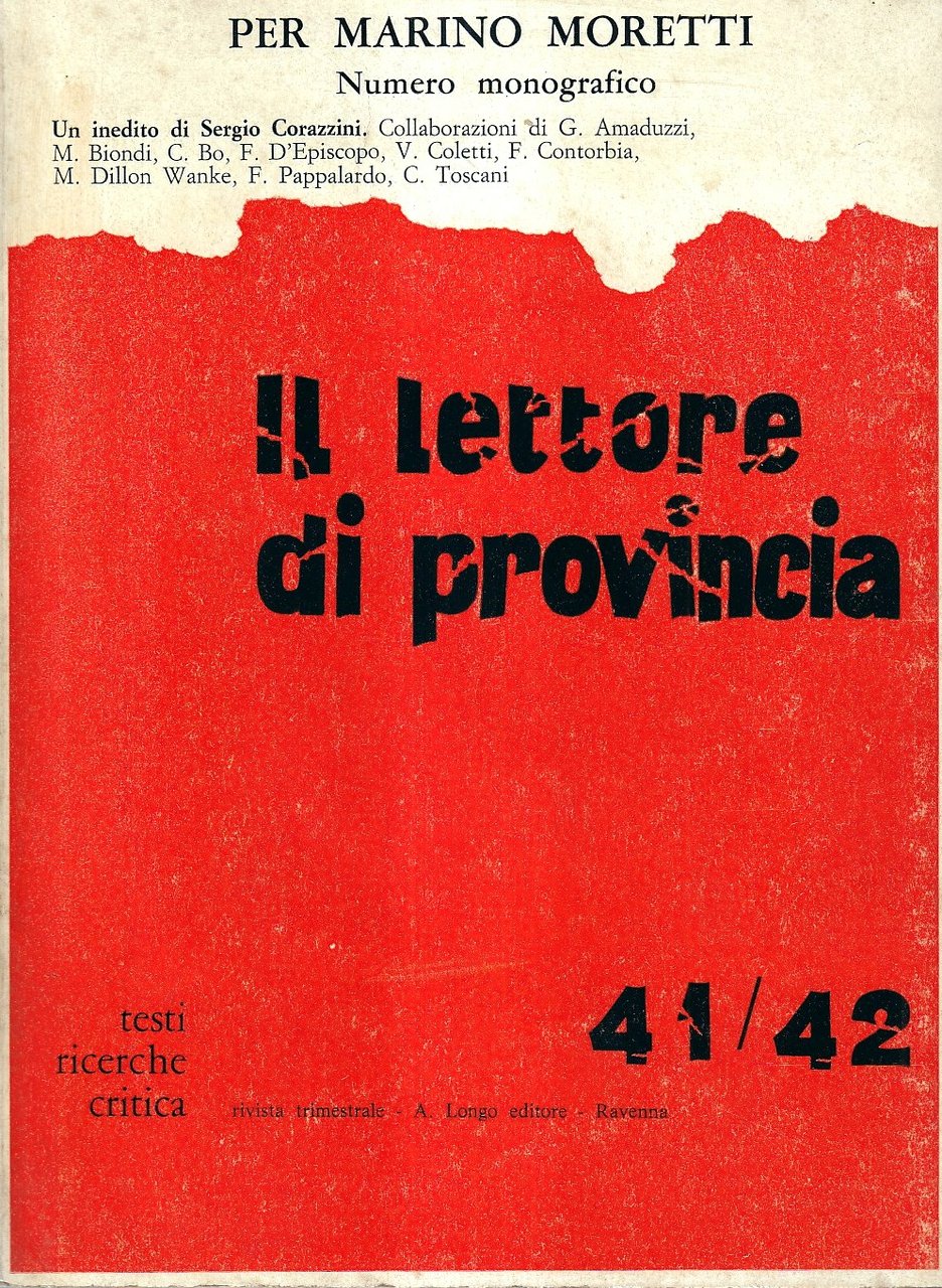 Il lettore di provincia. Testi ricerche critica - 41/42