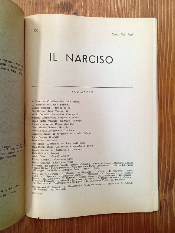 Il Narciso. Lettere Arte Attualità Cultura - anno 1^, n. …