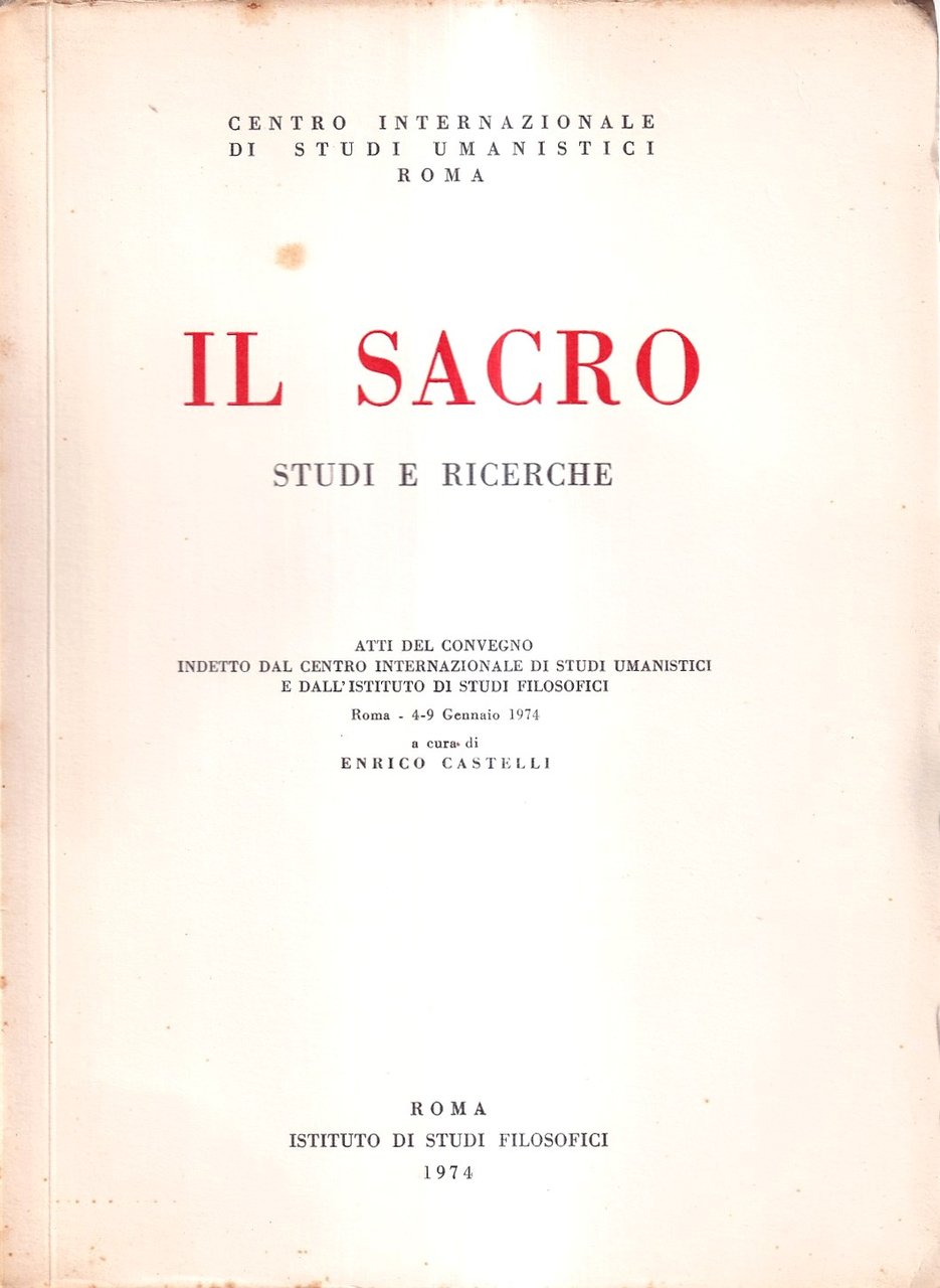 Il sacro. Studi e ricerche