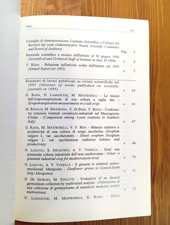 Istituto Sperimentale Agronomico, Bari. Annali - vol. XXVI, 1995