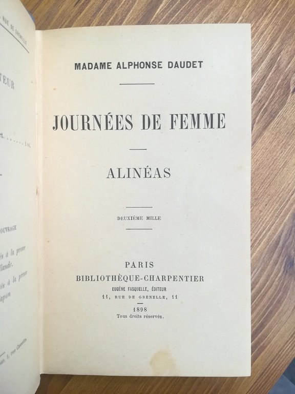 Journées de femme. Alinéas