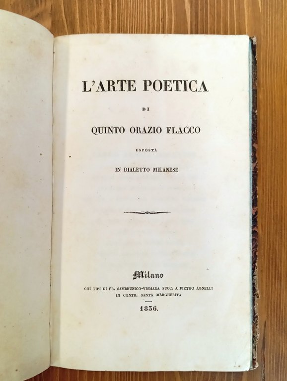 L'arte poetica di Quinto Orazio Flacco esposta in dialetto milanese