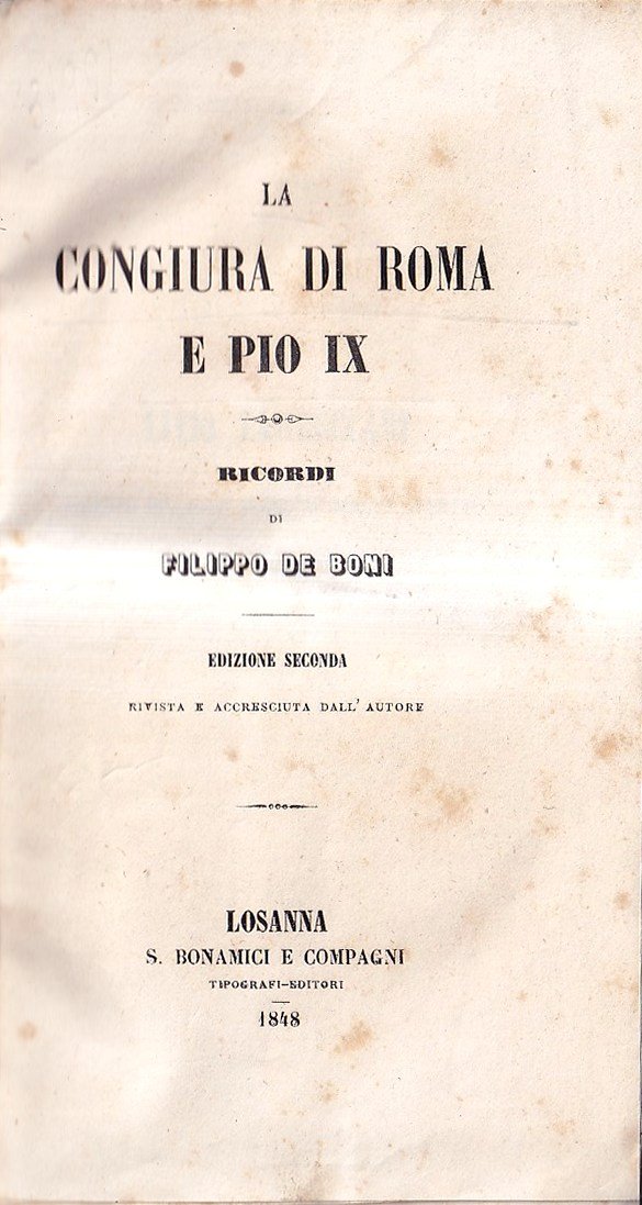 La Congiura di Roma e Pio IX. Ricordi