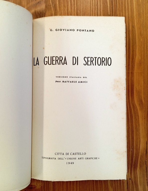 La Guerra di Sertorio. Versione italiana del Prof. Raffaele Amici