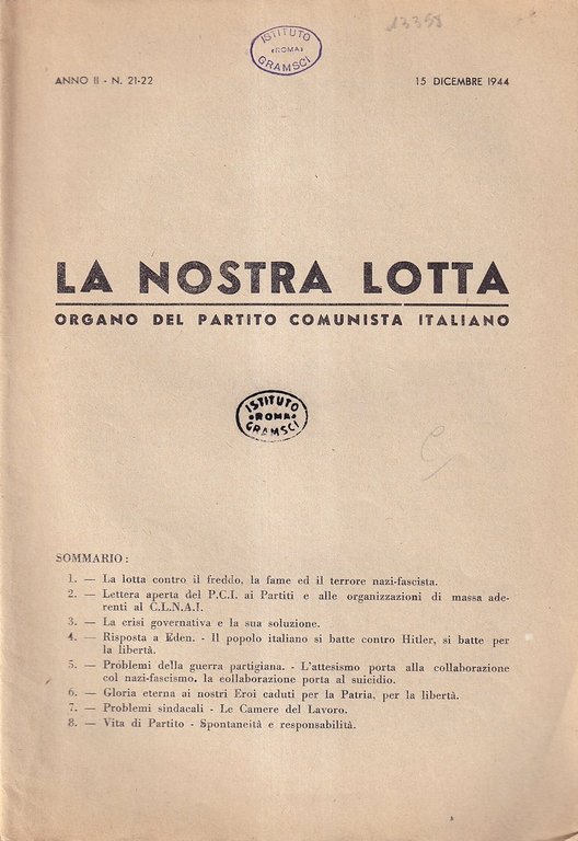 La nostra lotta. Organo del Partito Comunista Italiano - Anno … | Immagine Gallery 2