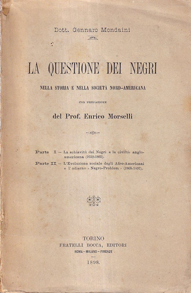 La questione dei Negri nella storia e nella società nord-americana