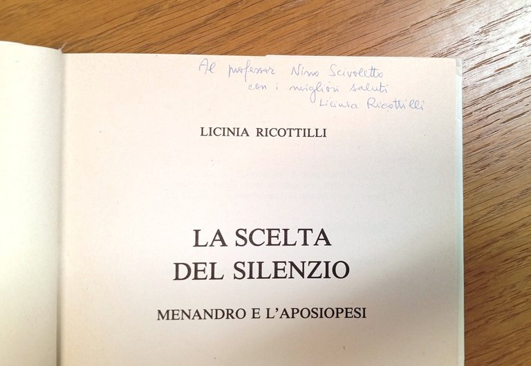 La scelta del silenzio. Menandro e l'aposiopesi | Immagine Gallery 2