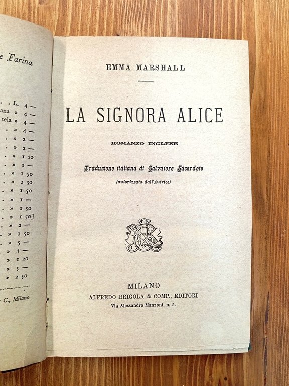 La signora Alice (Romanzo inglese)