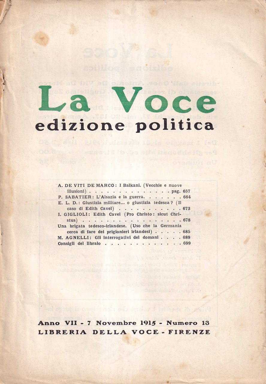 La Voce. Edizione politica - anno VII, n. 13, 7 … | Immagine principale