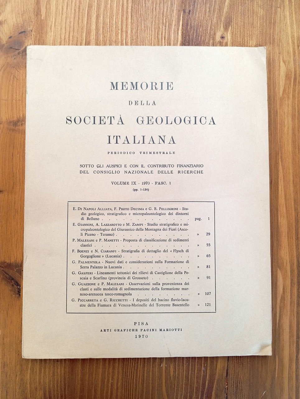 Memorie della Società Geologica Italiana. Volume IX, fascicolo 1