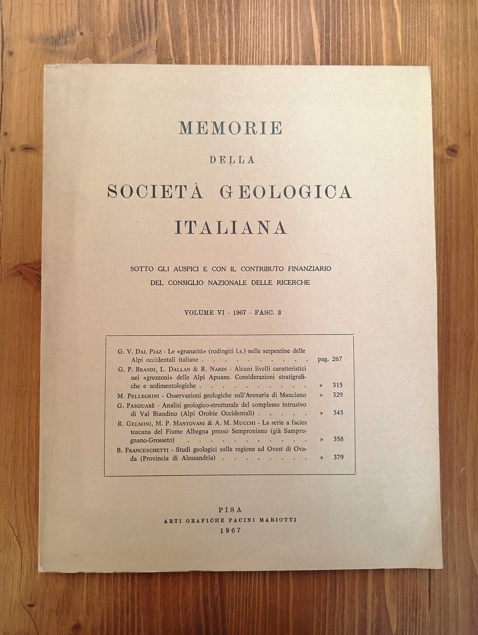 Memorie della Società Geologica Italiana. Volume VI, fascicolo 3