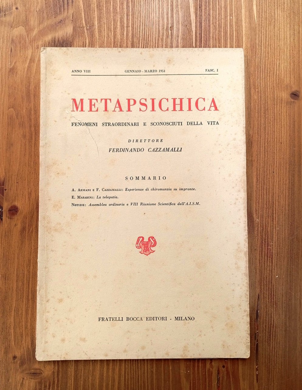 METAPSICHICA - anno VIII, fascicolo I, gennaio-marzo 1953 | Immagine principale