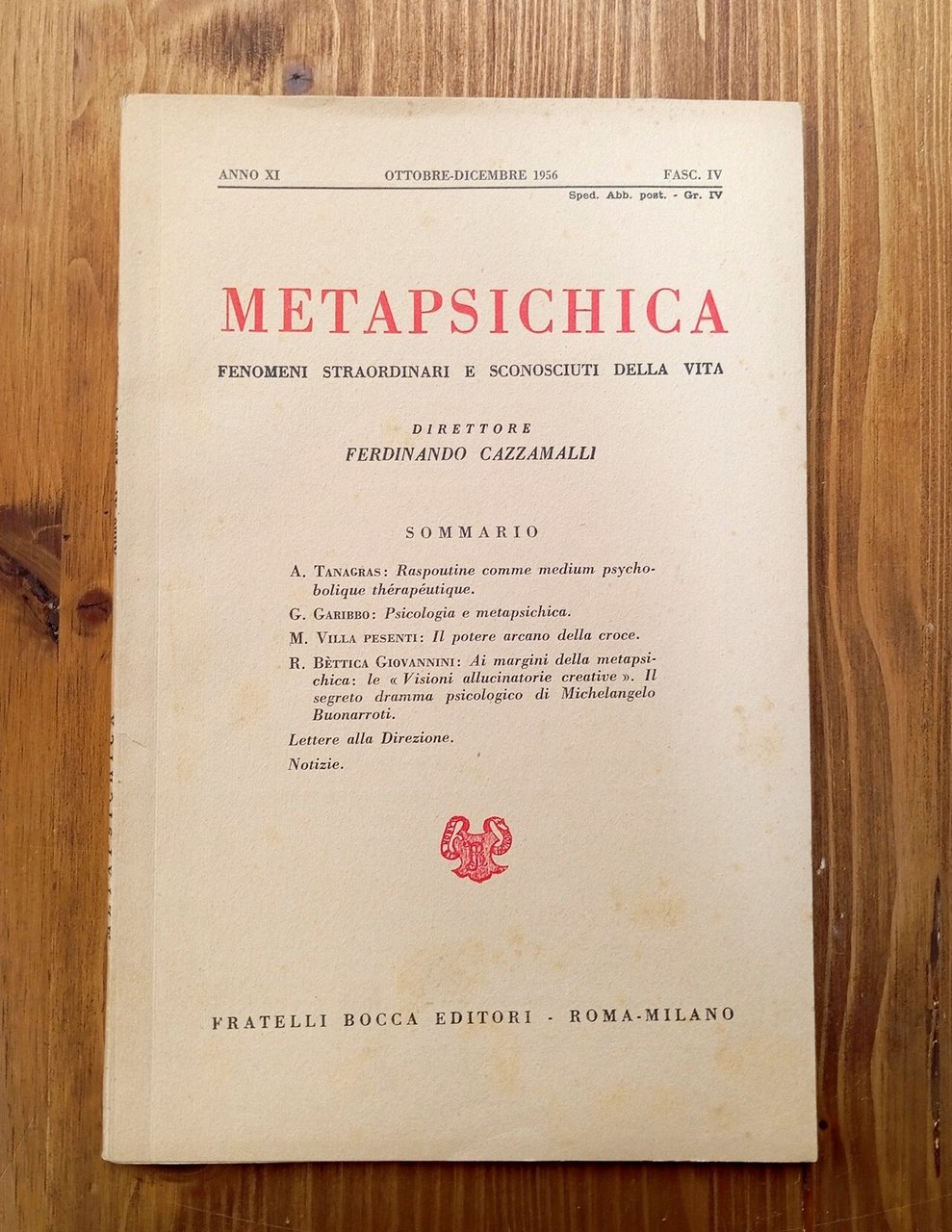 METAPSICHICA - anno XI, fasc. IV, ottobre-dicembre 1956