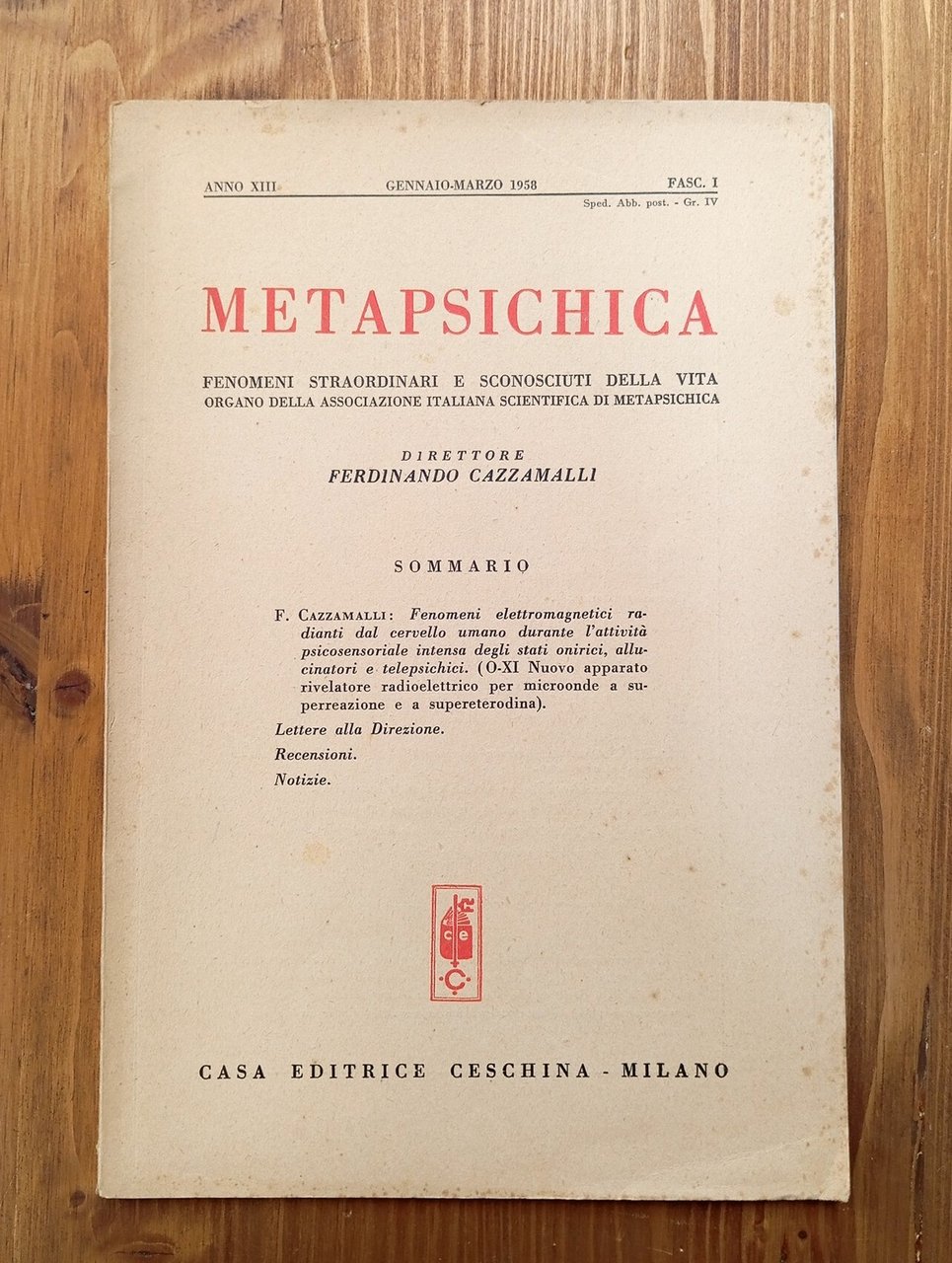 METAPSICHICA - anno XIII, fasc. I, gennaio-marzo 1958