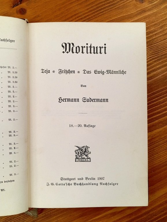 Morituri. Teja - Fritzchen - Das Ewig Männliche