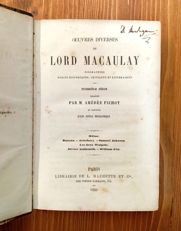 Oeuvres diverses de Lord Macaulay. Première série : Milton, Bunyan, …