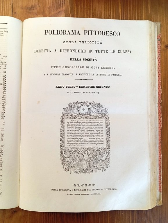 Poliorama Pittoresco. Opera periodica diretta a diffondere in tutte le …