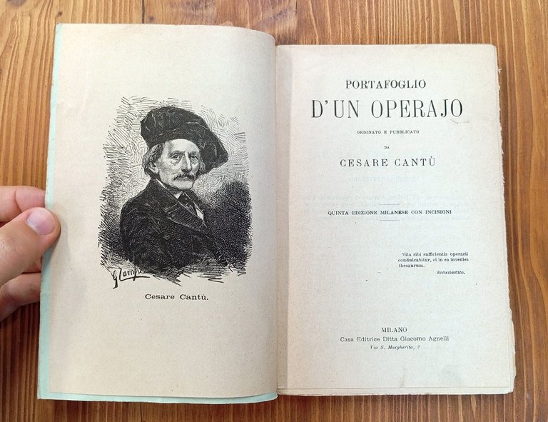 Portafoglio d'un operajo. Ordinato e pubblicato da Cesare Cantù