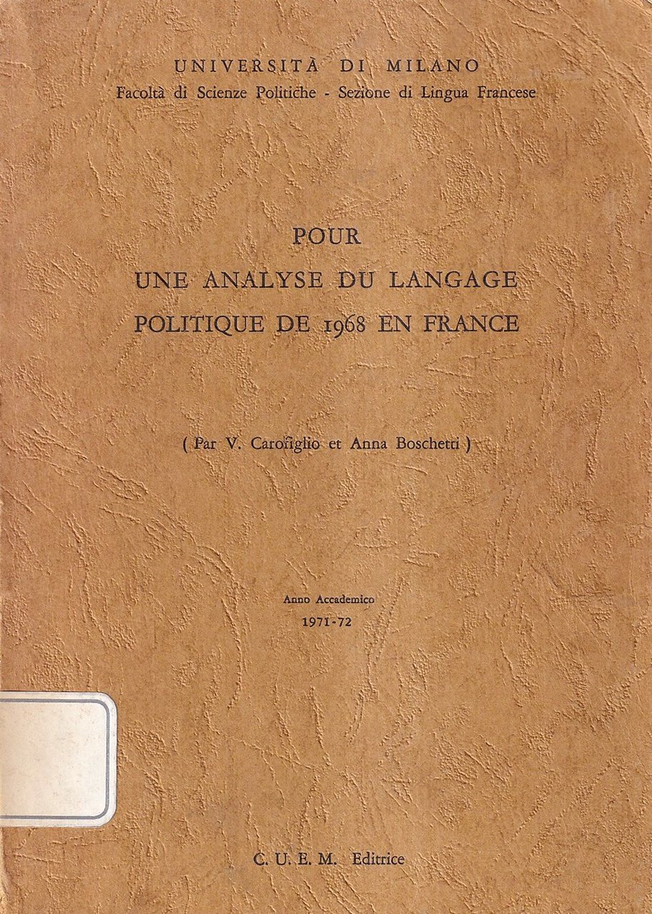 Pour une analyse du langage politique de 1968 en France | Immagine principale