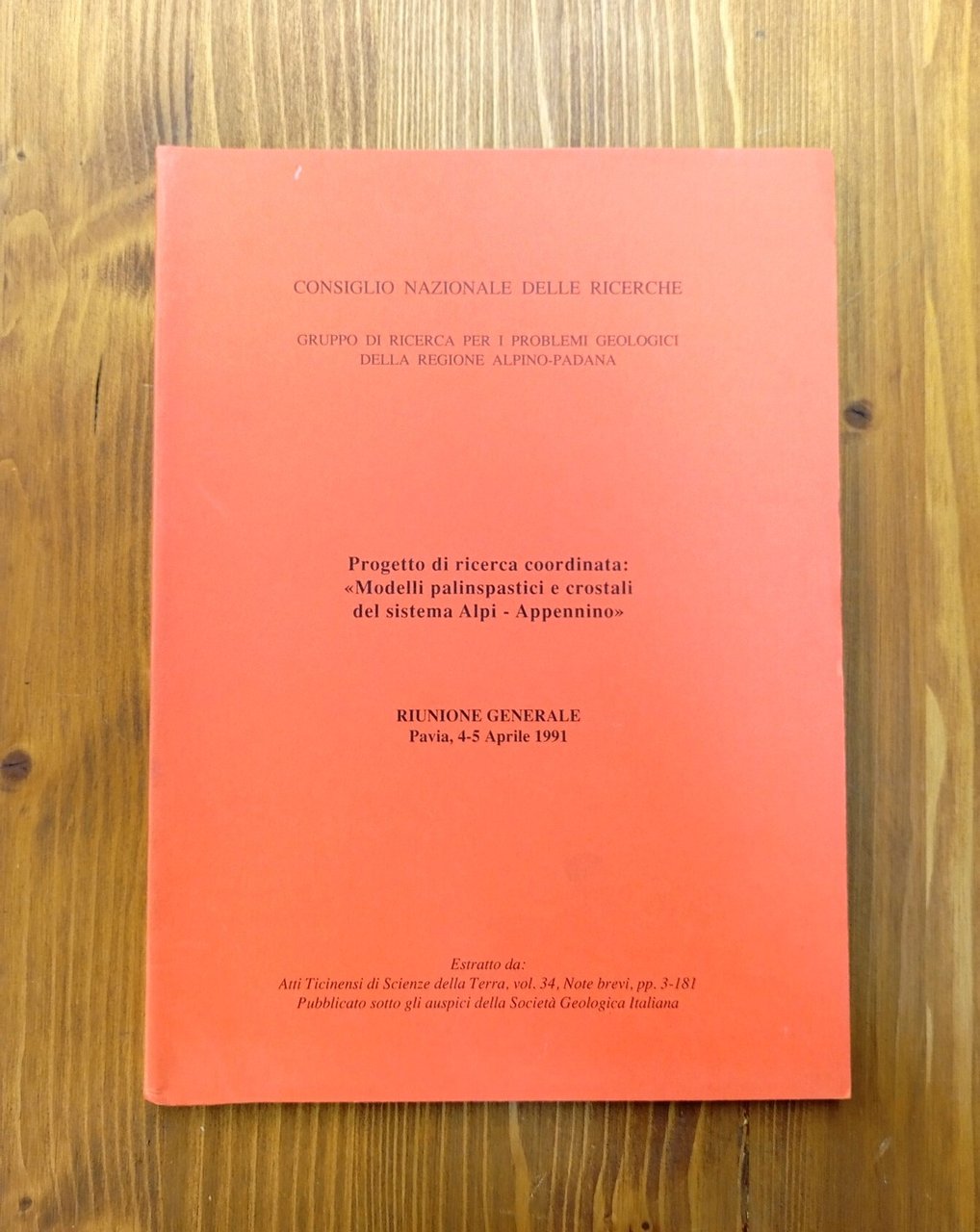 Progetto di ricerca coordinata: «modelli palinspastici e crostali del sistema …