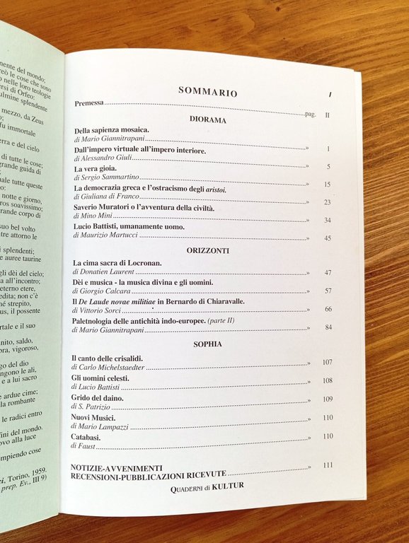 Quaderni di Kultur. Philo-Sophia quaternaria e Tradizione primordiale - anno …
