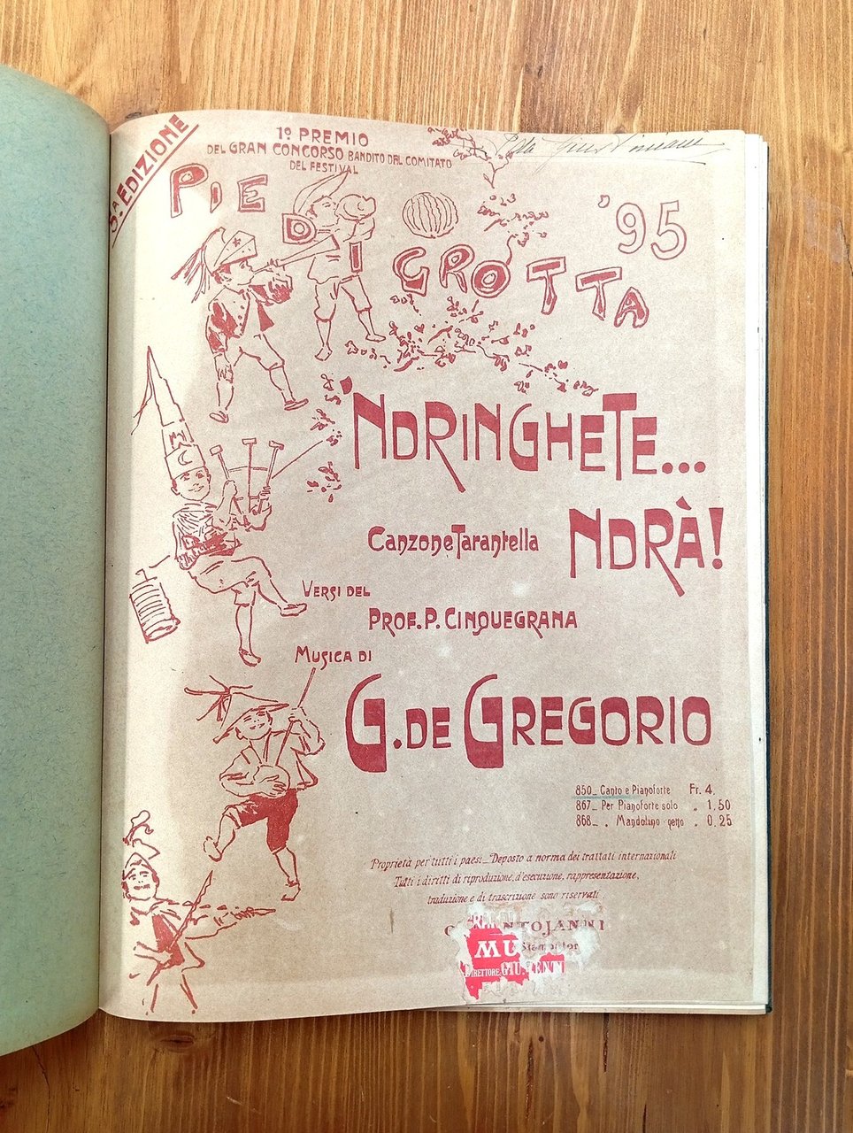 Raccolta di spartiti musicali di arie e canti popolari italiani …