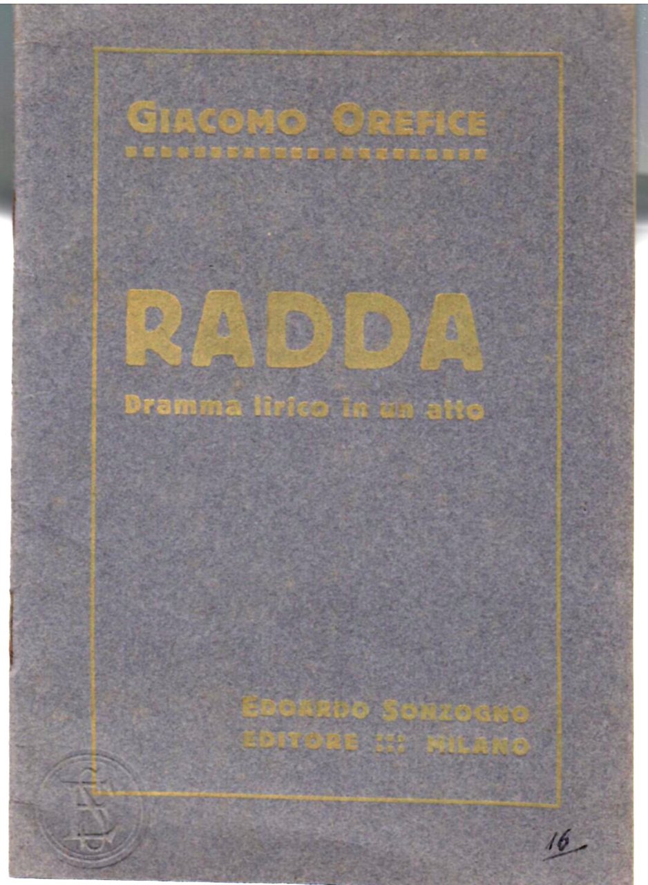 Radda. Dramma Lirico in Un Atto | Immagine principale