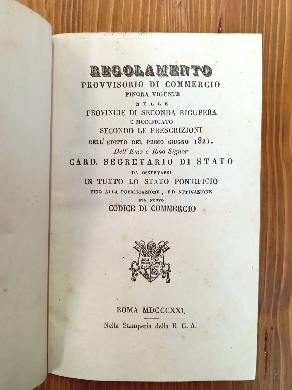 Regolamento provvisorio di commercio finora vigente nelle provincie di seconda …