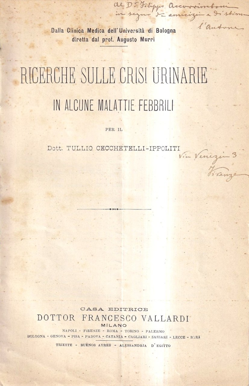 Ricerche sulle crisi urinarie in alcune malattie febbrili