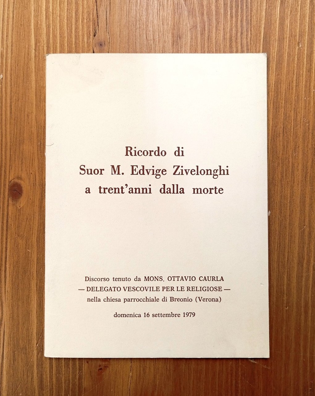 Ricordo di Suor M. Edvige Zivelonghi a trent'anni dalla morte | Immagine principale