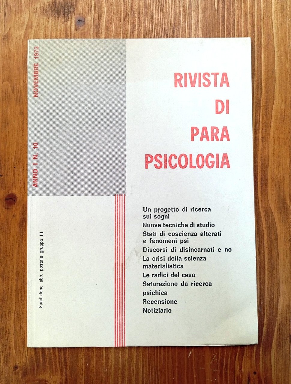 Rivista di parapsicologia - anno I, n. 10, novembre 1973