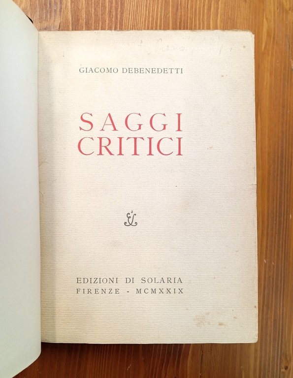 Saggi critici (Serie prima)