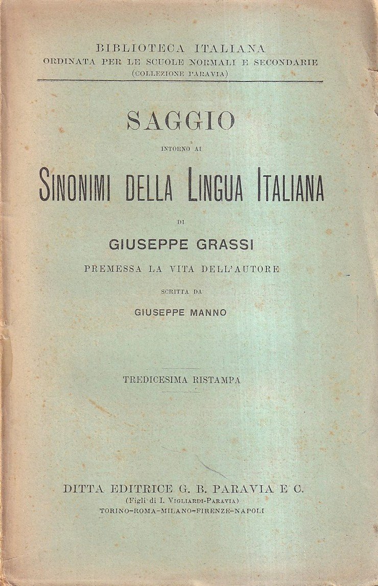 Saggio Intorno Ai Sinonimi della Lingua Italiana | Immagine principale